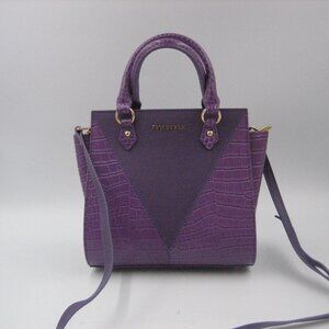 F&W Style Croc Embossed Smooth Purple LEATHER Handbag Purse  NEW